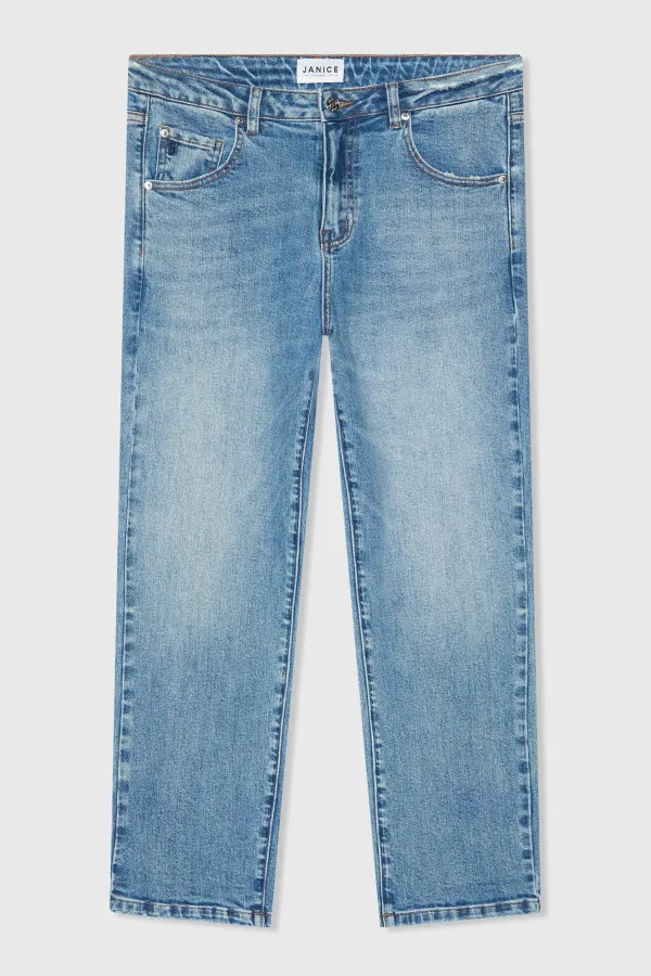 Boyfriend Jeans Dames Mid Rise Blauw 379 Bailey