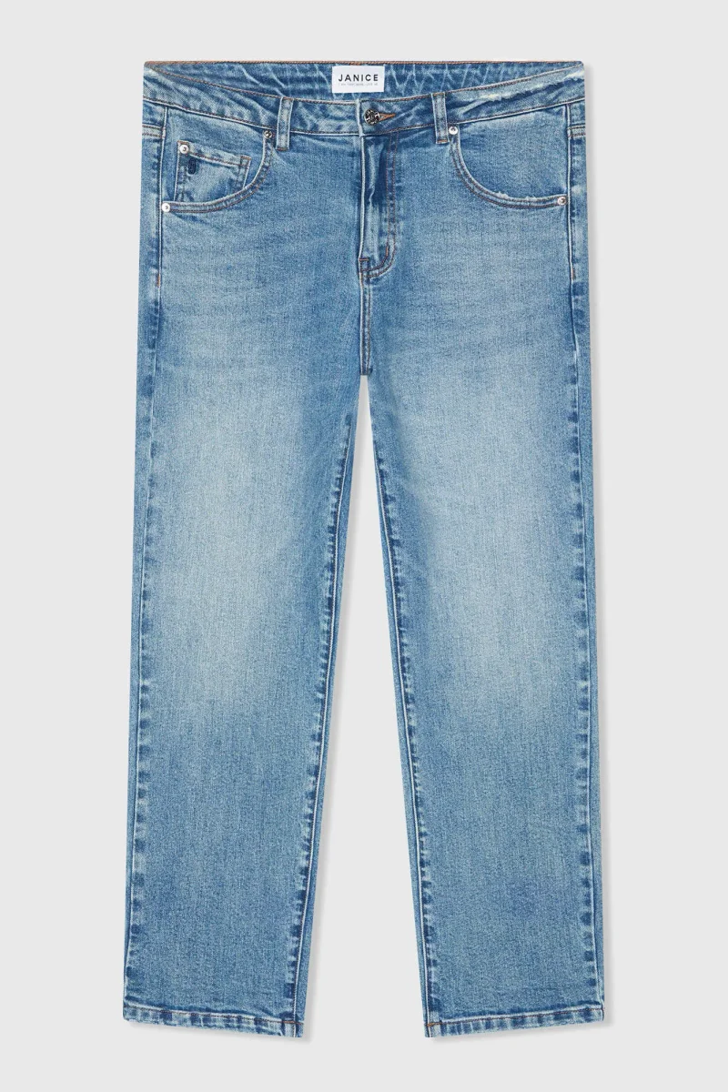 Boyfriend Jeans Dames Mid Rise Blauw 379 Bailey