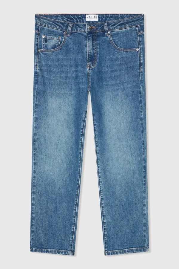 Boyfriend Jeans Dames Mid Rise Blauw 932 Bailey
