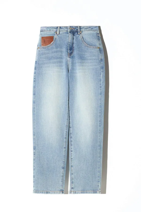 Boyfriend Jeans Dames Mid Rise Blauw Bailey 114