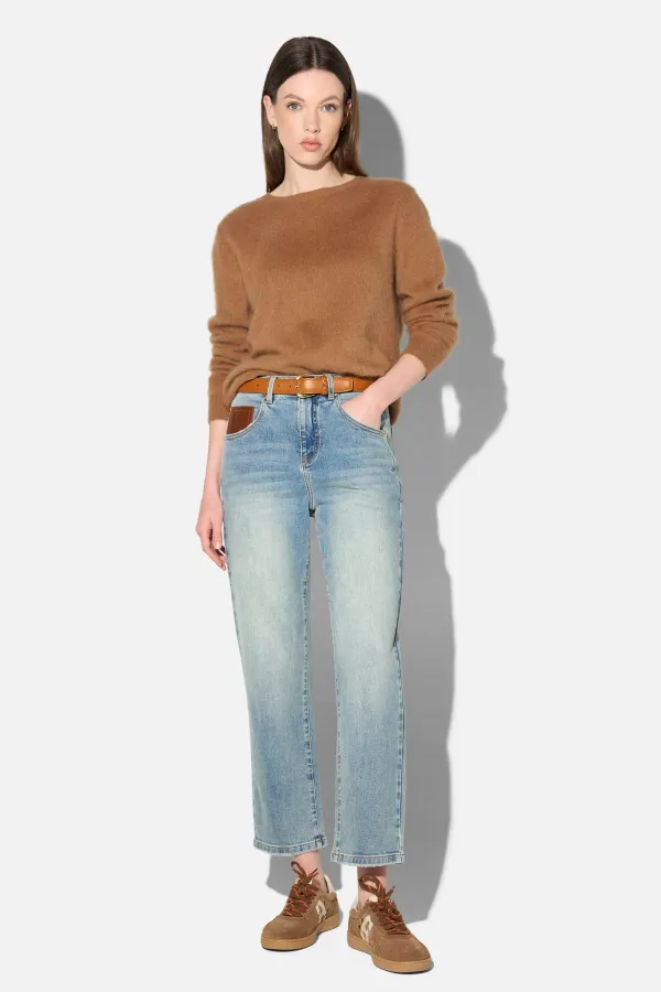 Boyfriend Jeans Dames Mid Rise Blauw Bailey 114