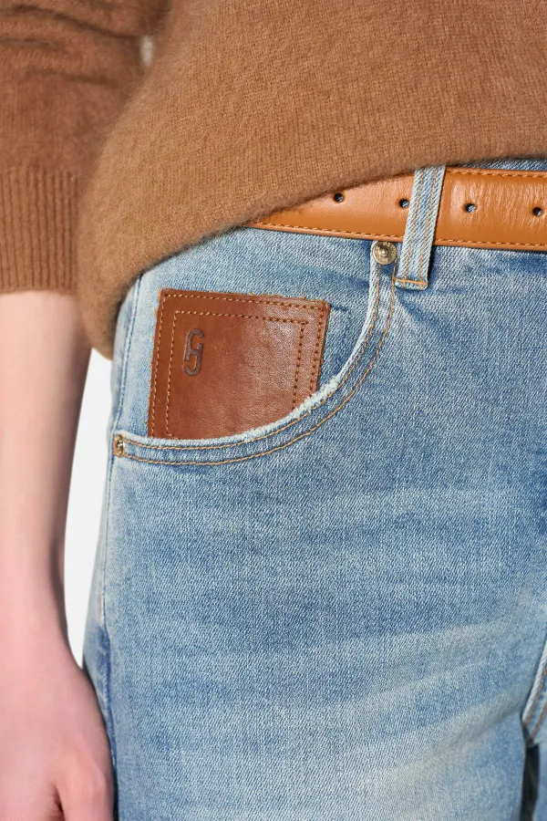 Boyfriend Jeans Dames Mid Rise Blauw Bailey 114