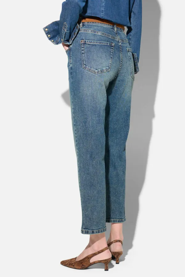 Boyfriend Jeans Dames Mid Rise Blauw Bailey 357