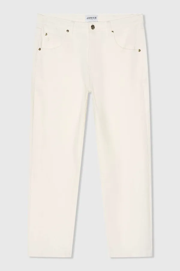 Boyfriend Jeans Dames Mid Rise Stretch Bailey Off White 264