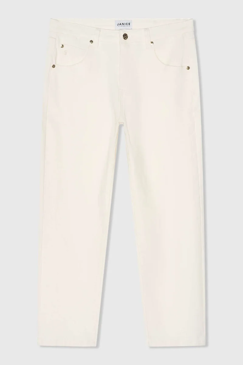 Boyfriend Jeans Dames Mid Rise Stretch Bailey Off White 264