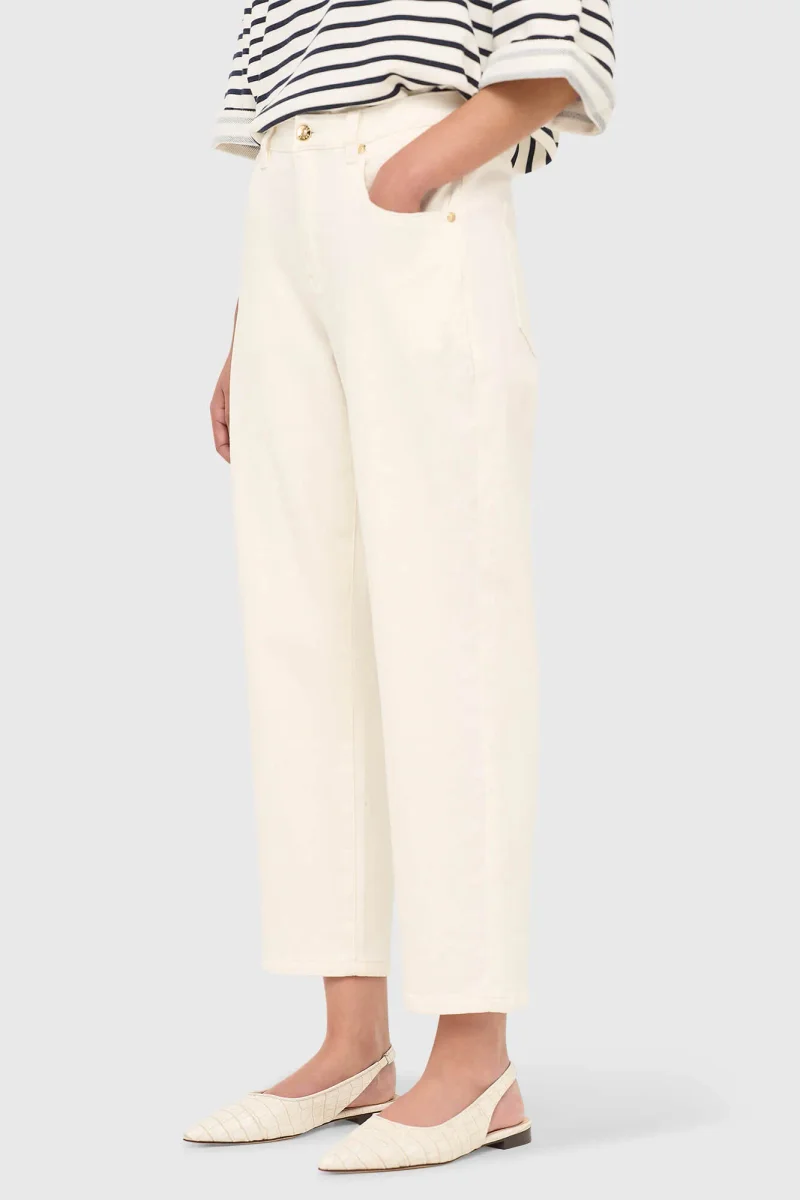 Boyfriend Jeans Dames Mid Rise Stretch Bailey Off White 264