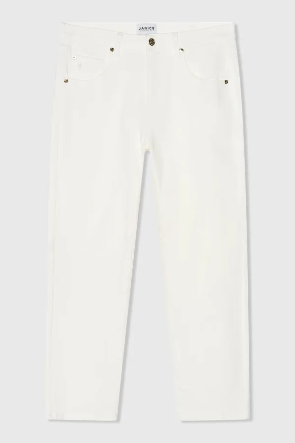 Boyfriend Jeans Dames Mid Rise Stretch Bailey Wit 183