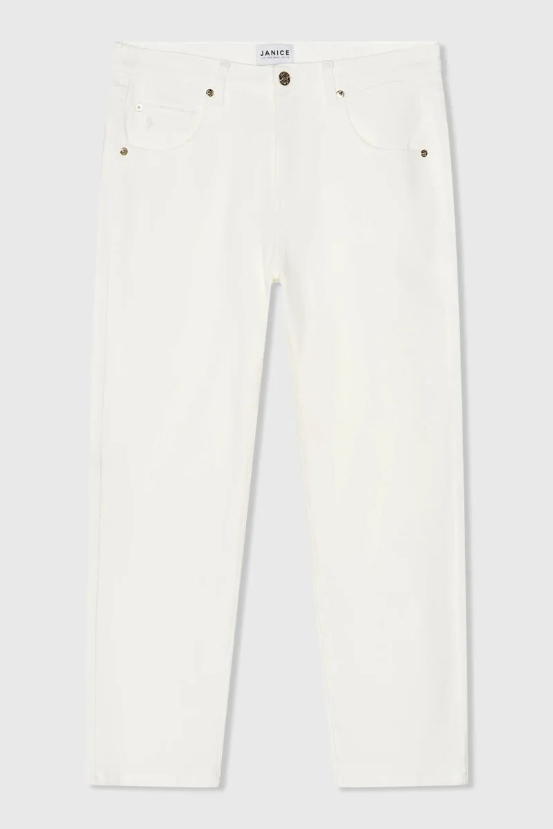 Boyfriend Jeans Dames Mid Rise Stretch Bailey Wit 183