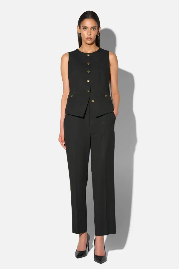 Broek Dames Rechte Pijp Cropped Zwart Sean