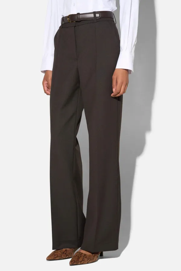 Broek Dames Rechte Wijde Pijp Bruin Emil