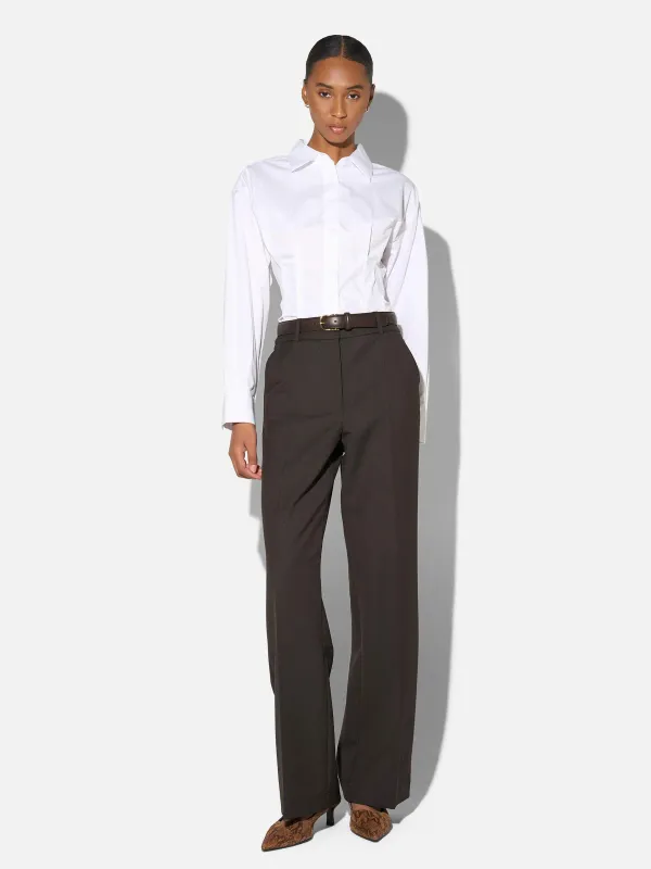 Broek Dames Rechte Wijde Pijp Bruin Emil