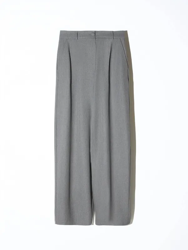 Broek Dames Rechte Wijde Pijp Grijs Mel