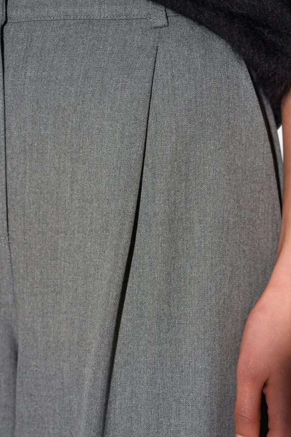 Broek Dames Rechte Wijde Pijp Grijs Mel