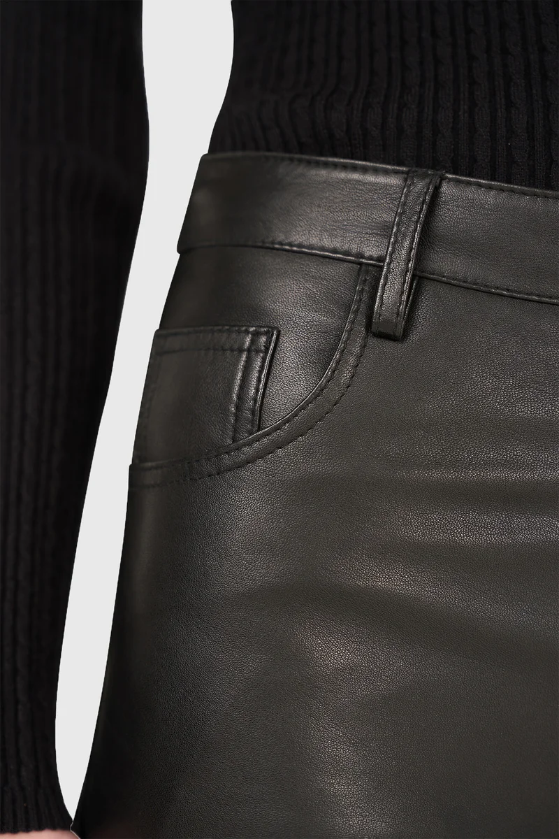 Leren Broek Dames Rechte Pijp Jason Zwart