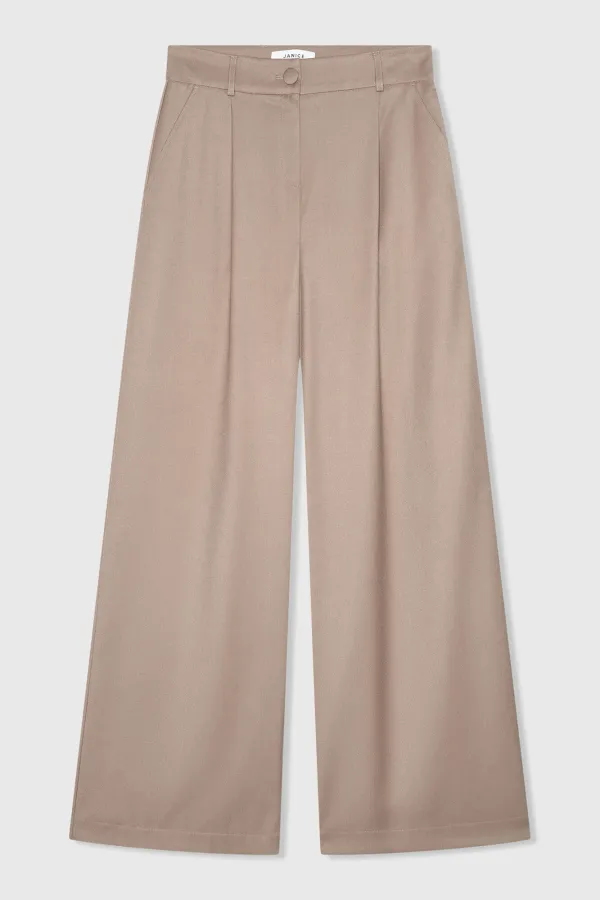 Broek Dames Wijde Pijp Bruin Mel