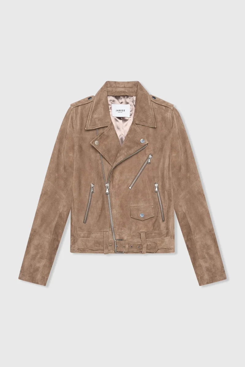 Bruin Leren Suede Biker Jack Burke