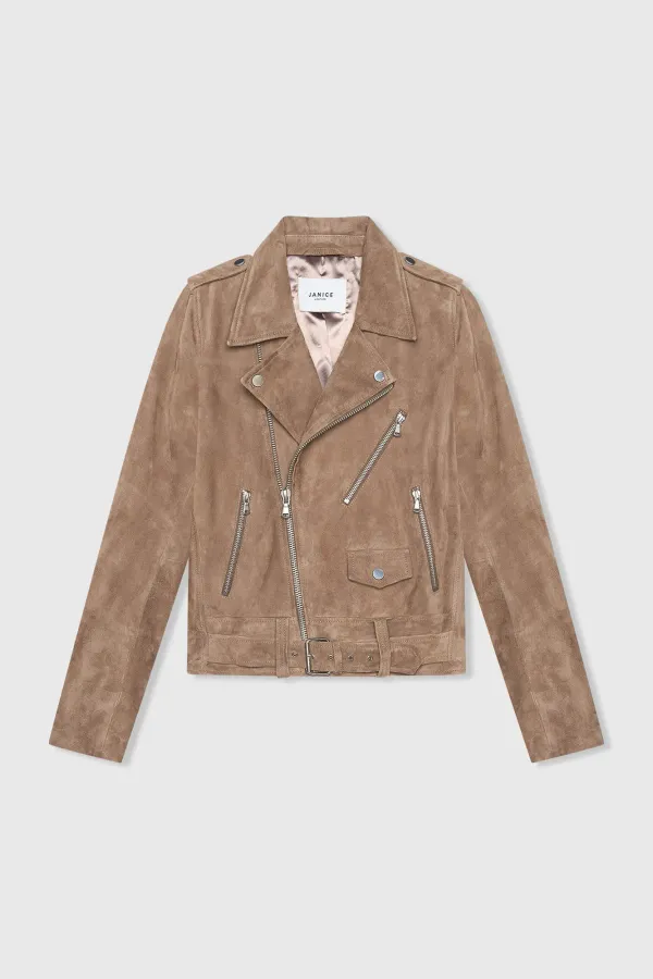 Bruin Leren Suede Biker Jack Burke