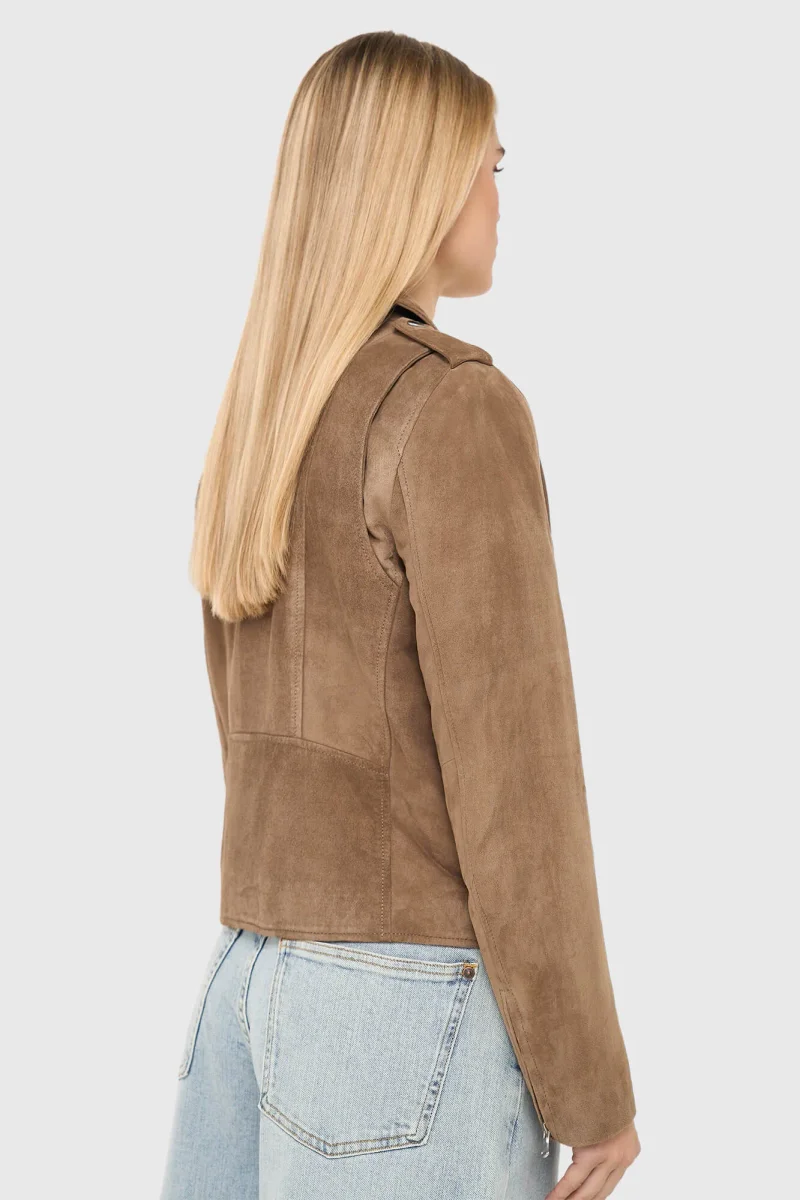 Bruin Leren Suede Biker Jack Burke