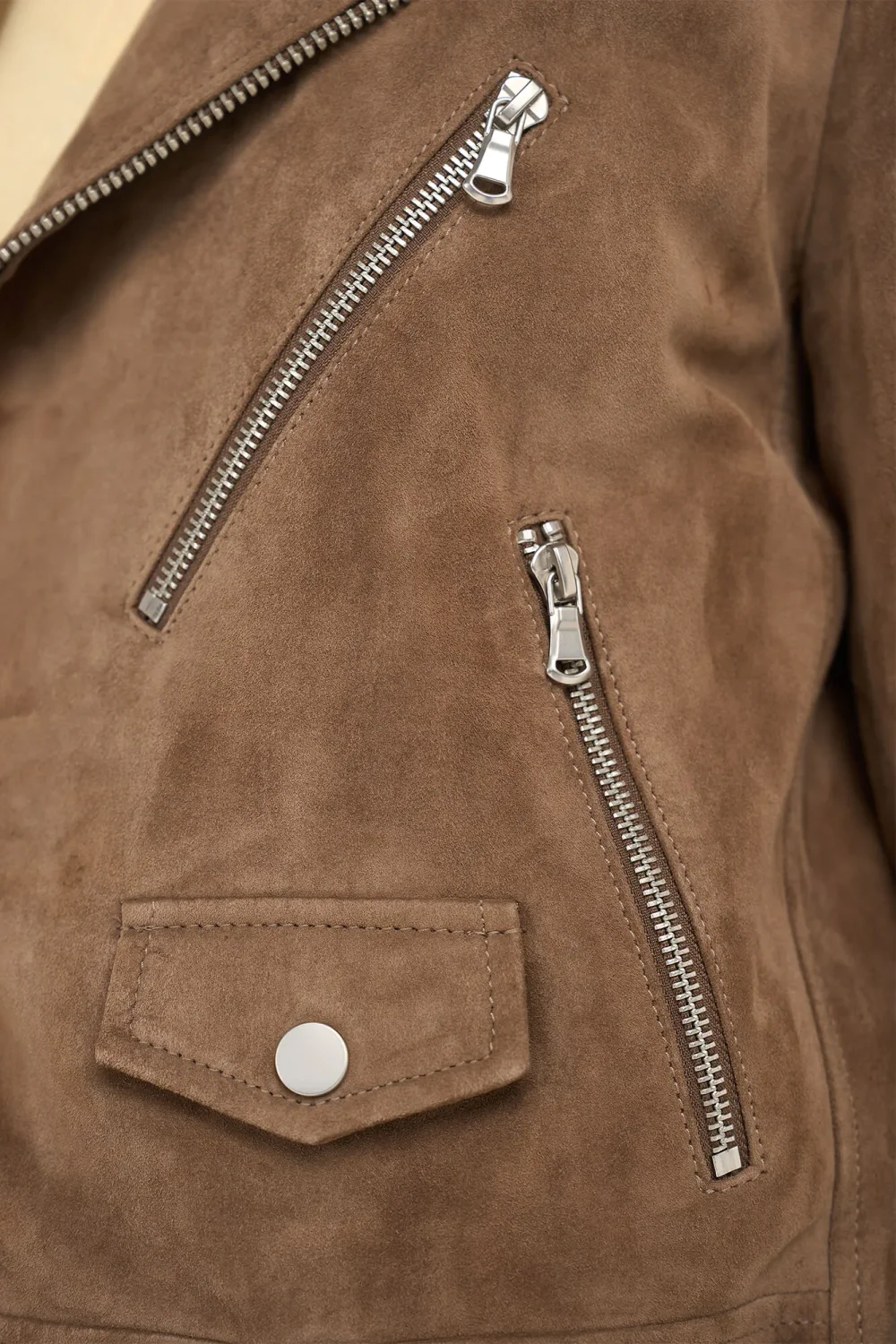 Bruin Leren Suede Biker Jack Burke