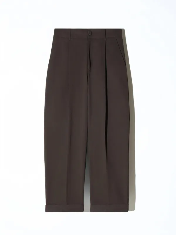 Bruine Katoenen Paperbag Broek Steekzakken Barrel Balti