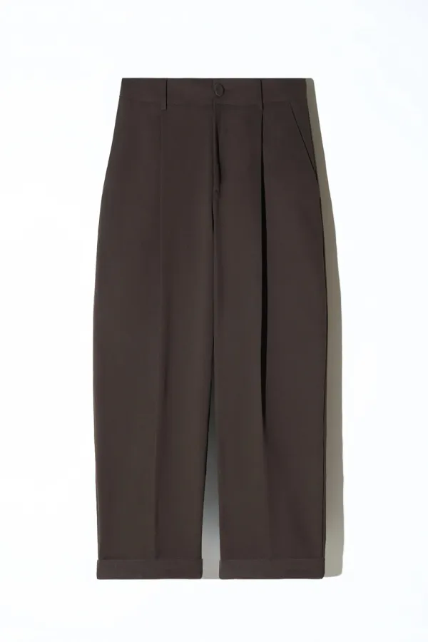 Bruine Katoenen Paperbag Broek Steekzakken Barrel Balti