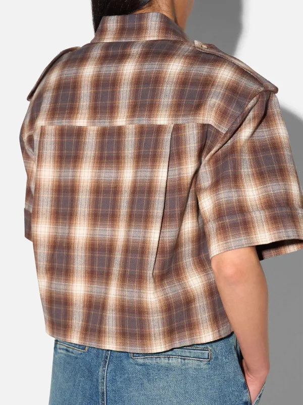 Bruine Ruiten Blouse Dames Spike