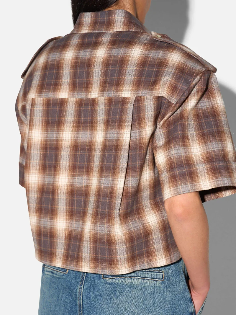 Bruine Ruiten Blouse Dames Spike