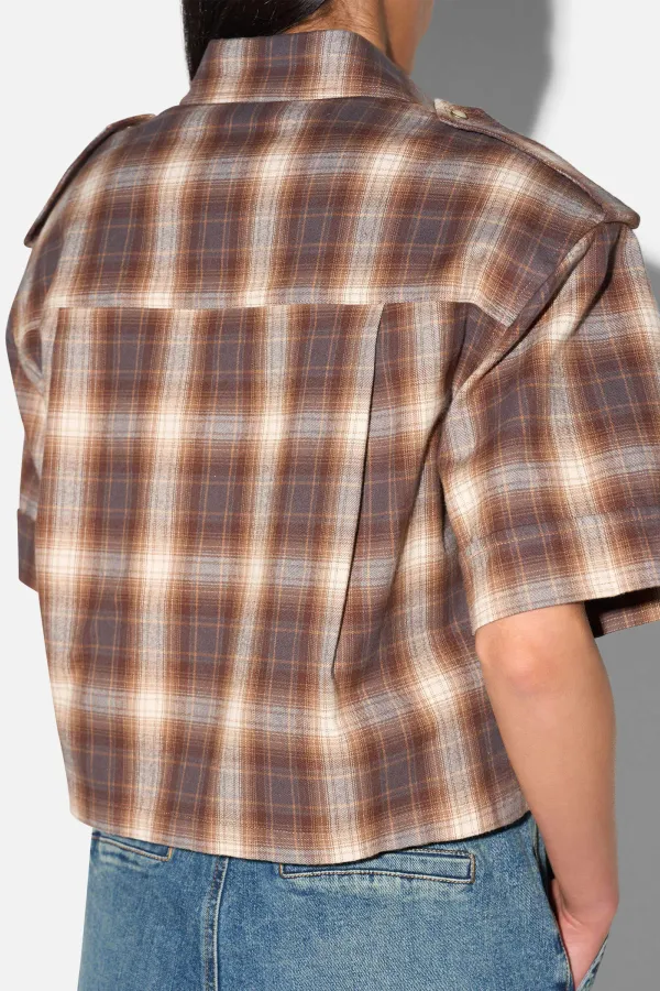 Bruine Ruiten Blouse Dames Spike