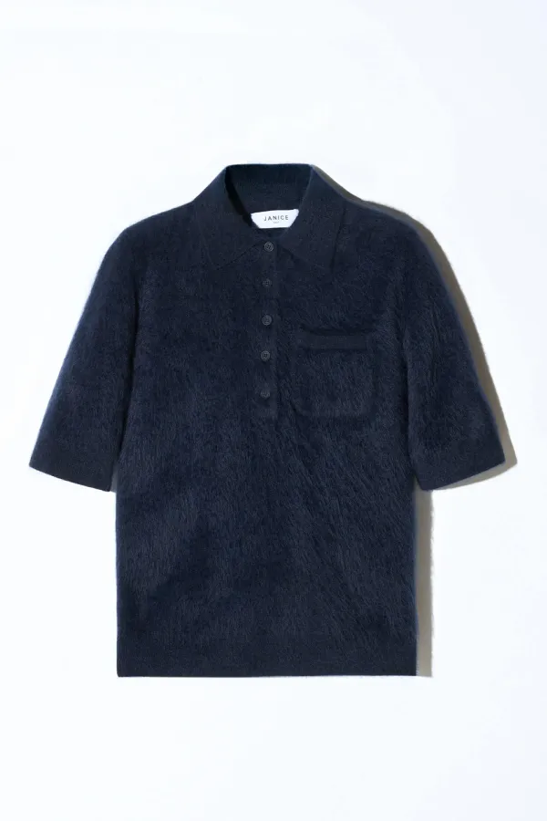 Brushed Cashmere Dames Polo Truitje Rebel Blauw