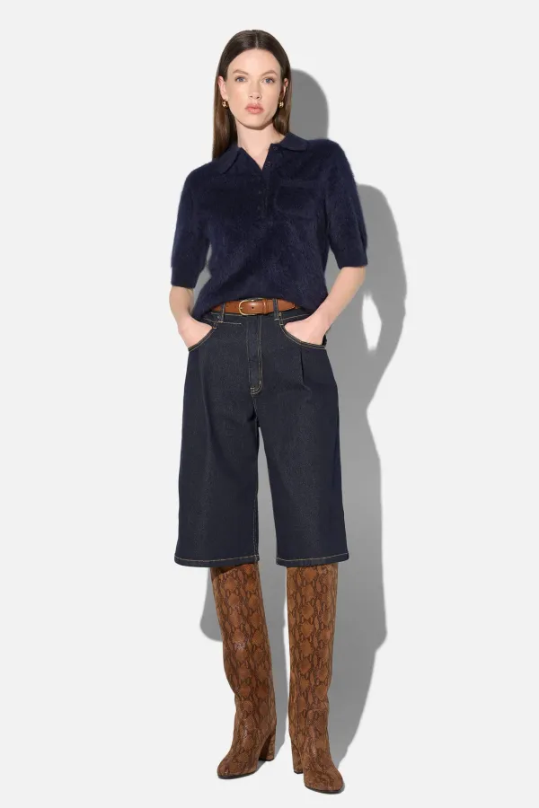 Brushed Cashmere Dames Polo Truitje Rebel Blauw