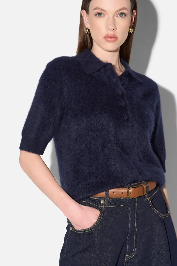 Brushed Cashmere Dames Polo Truitje Rebel Blauw