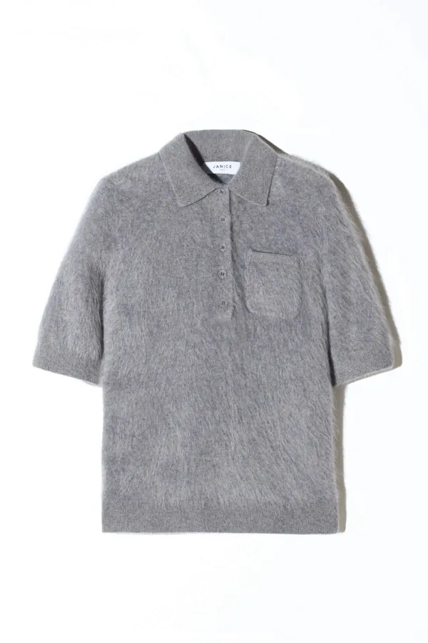 Brushed Cashmere Dames Polo Truitje Rebel Grijs