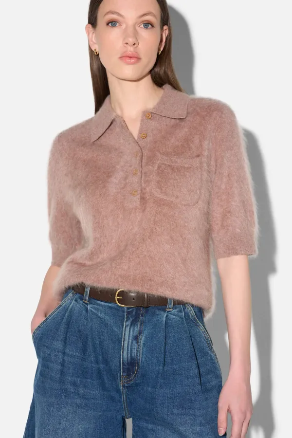 Brushed Cashmere Dames Polo Truitje Rebel Taupe