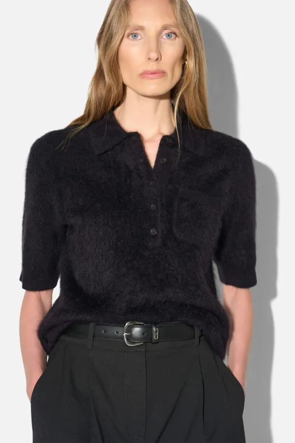 Brushed Cashmere Dames Polo Truitje Rebel Zwart