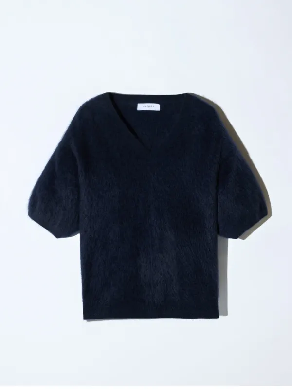 Brushed Cashmere Dames Trui V Hals Romeo Blauw