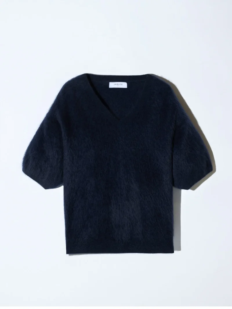 Brushed Cashmere Dames Trui V Hals Romeo Blauw