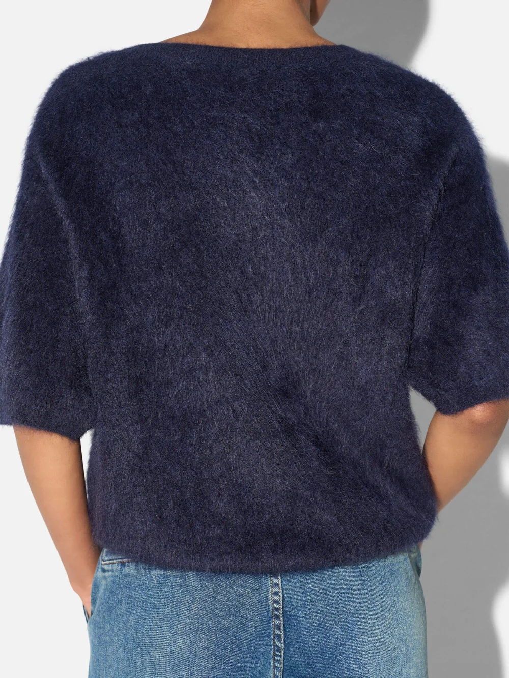 Brushed Cashmere Dames Trui V Hals Romeo Blauw