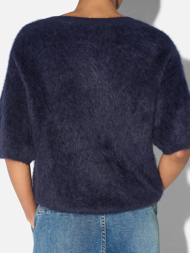 Brushed Cashmere Dames Trui V Hals Romeo Blauw