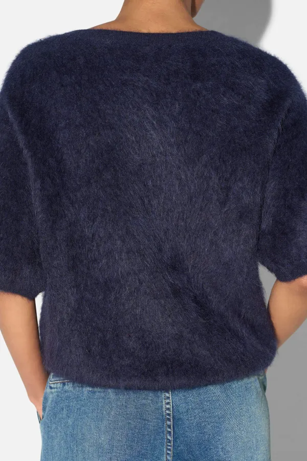 Brushed Cashmere Dames Trui V Hals Romeo Blauw