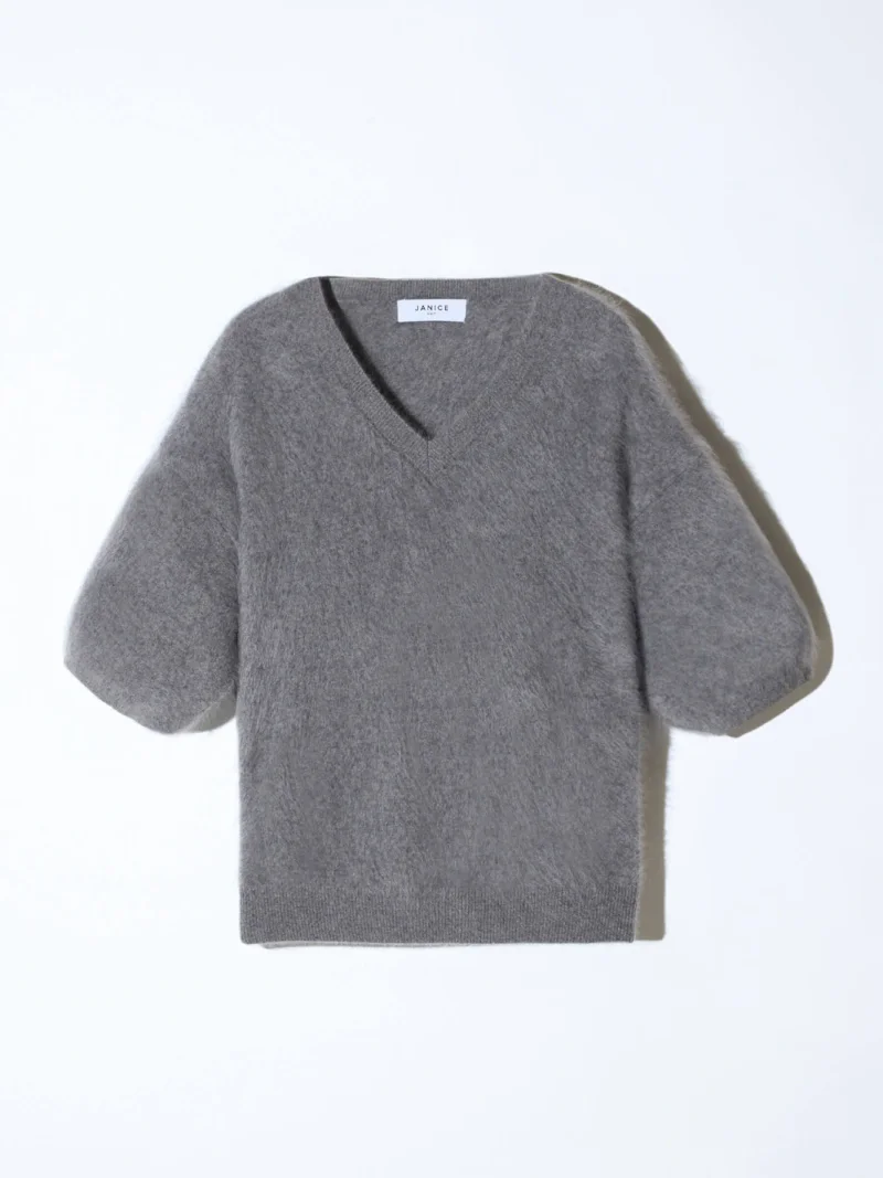 Brushed Cashmere Dames Trui V Hals Romeo Grijs