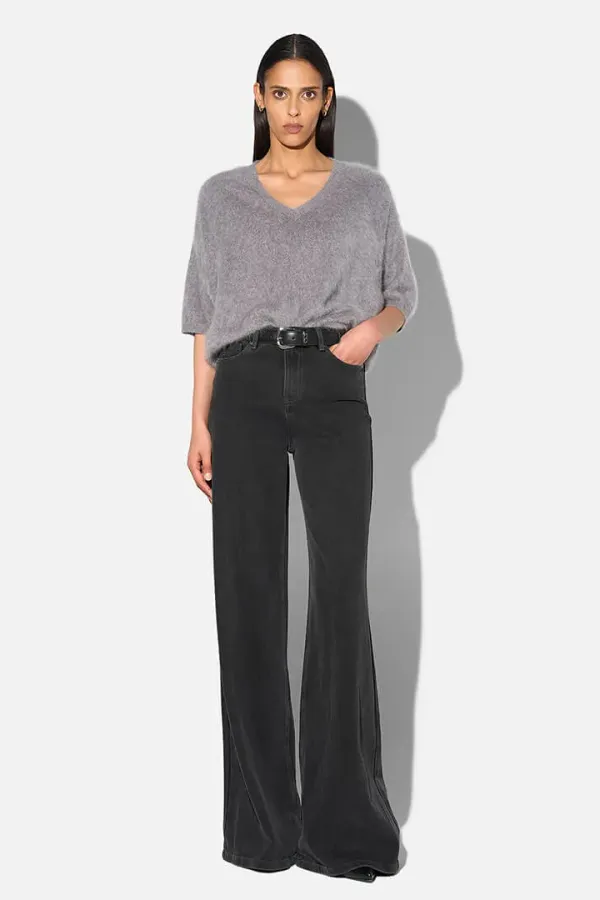 Brushed Cashmere Dames Trui V Hals Romeo Grijs