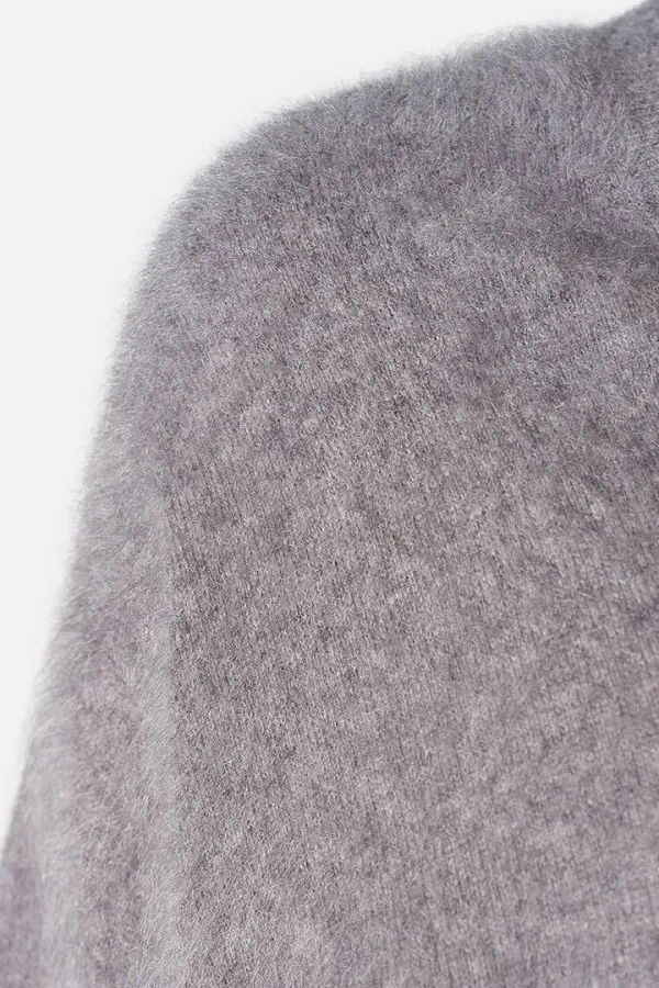 Brushed Cashmere Dames Trui V Hals Romeo Grijs