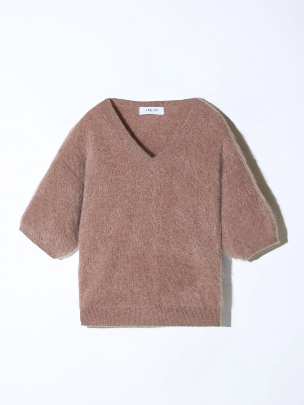 Brushed Cashmere Dames Trui V Hals Romeo Taupe
