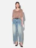 Brushed Cashmere Dames Trui V Hals Romeo Taupe