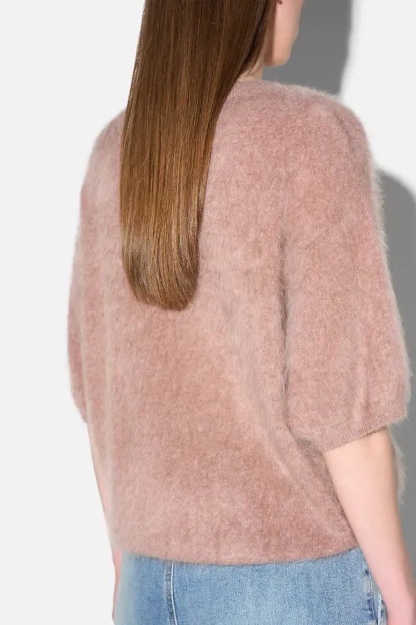 Brushed Cashmere Dames Trui V Hals Romeo Taupe