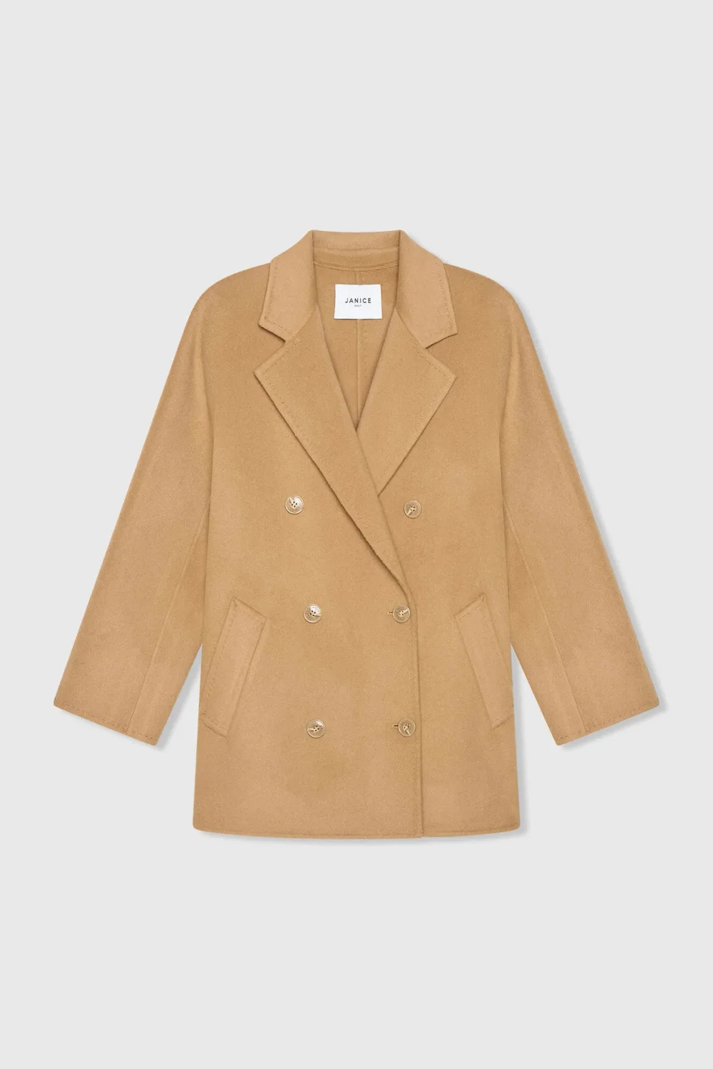Cashmere Caban Jas Dames Double Face Kennedy Camel