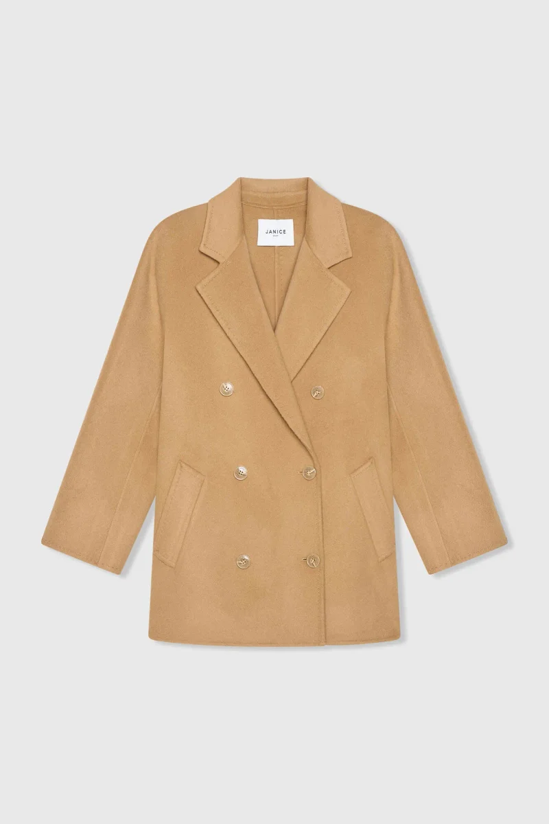 Cashmere Caban Jas Dames Double Face Kennedy Camel