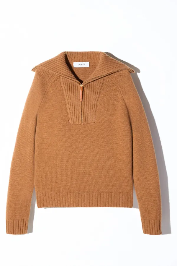 Camel Cashmere Dames Trui Rits Yonas