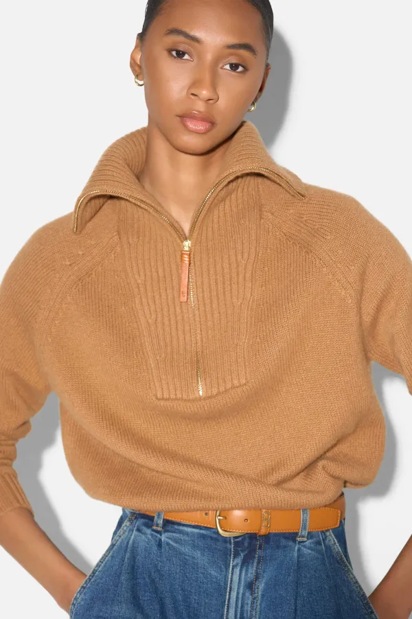 Camel Cashmere Dames Trui Rits Yonas