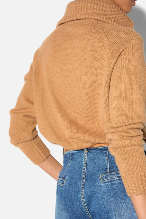 Camel Cashmere Dames Trui Rits Yonas
